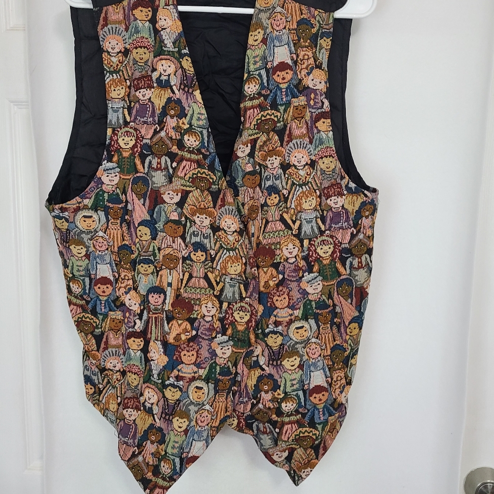 (1166) Facets by Mirrors Woman's Embroidered Vest, Size: 1X Color: Black